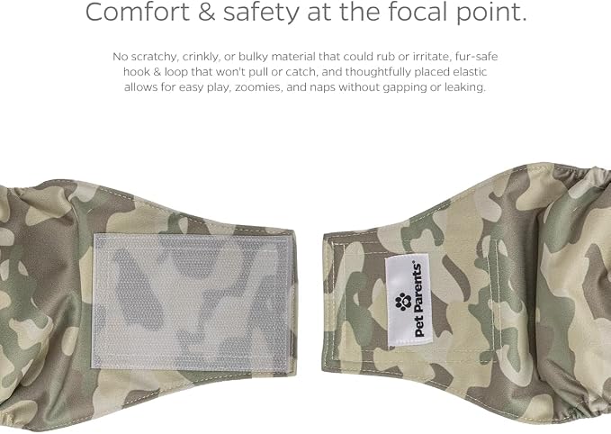 Pet Parents® Washable Belly Bands for Male Dogs (3pack) + Extendrs® of Durable Dog Diapers Male, Premium Male Dog Diapers & Dog Wraps (X-Small, Camo)
