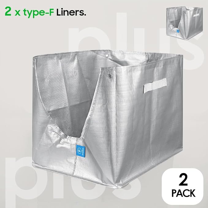 2 Pack Litter Box Liners F Compatible with Flip Litter Box Liner Type F, Reusable Liner Type-F with Carrying Handles