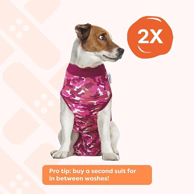 Suitical Recovery Suit for Dogs | Spay and Neutering Dog Surgery Recovery Suit for Male or Female | Soft Fabric for Skin Conditions | S | Neck to Tail 16.9”- 20.1” | Pink Camouflage