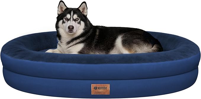 Orthopedic Dog Bed for Extra Large Dogs, XL Waterproof Dog Bed with Bolsters, Supportive Egg Crate Foam Pet Couch Bed with Removable Washable Cover & Non-Slip Bottom, Navy
