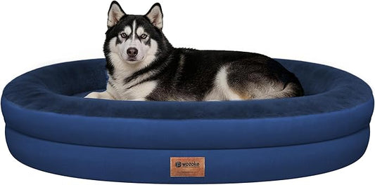 Orthopedic Dog Bed for Extra Large Dogs, XL Waterproof Dog Bed with Bolsters, Supportive Egg Crate Foam Pet Couch Bed with Removable Washable Cover & Non-Slip Bottom, Navy