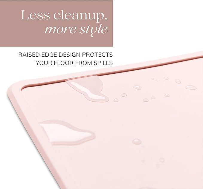Remy+Roo Peony Silicone Dog Food Mat for Pet Bowl | 23.6" x 15.7" | 100% Waterproof | Non-Slip | Dishwasher Safe