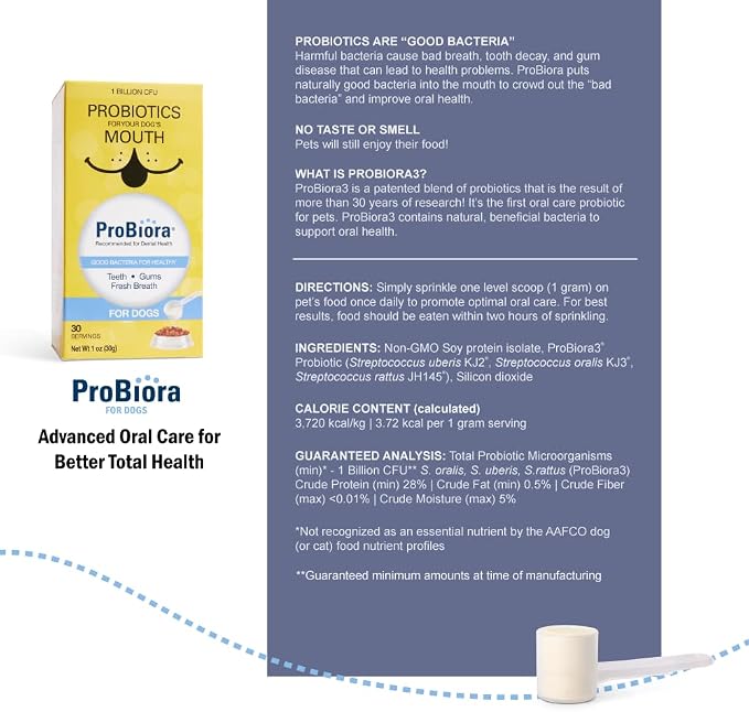 Probiora for Dogs | Dog Probiotic Supplement for Oral Care | Pet Probiotics to Reduce Bad Breath | Dog Nutritional Supplement for Dental Health | 30 Servings (Pack of 2, Jar)