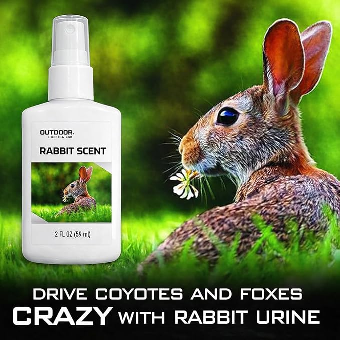 Rabbit Urine Spray 2 oz - Real Rabbit Scent for Dog and Beagle Training, Predator Attractant for Coyote and Fox Hunting and Trapping