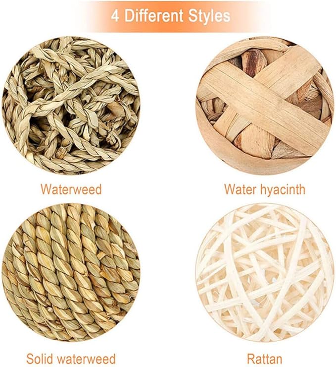 FOMIYES Small Animals Play Balls: Rabbit Chew Toys - Rolling Activity Guinea Pigs Chinchilla Bunny Natural Teething Balls