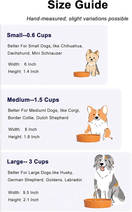 LE TAUCI Slow Feeder Dog Bowls Ceramic,3 Cups Slow Feeding Dog Bowl Medium Large Breed, Pet Bowl for Fast Eaters, Puzzle Pet Dishes,Sun Orange
