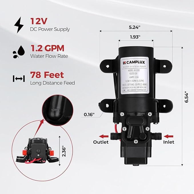 CAMPLUX ENJOY OUTDOOR LIFE 1.32 GPM Outdoor Portable Propane Tankless Water Heater with 1.2 GPM Water Pump Kits, Gray