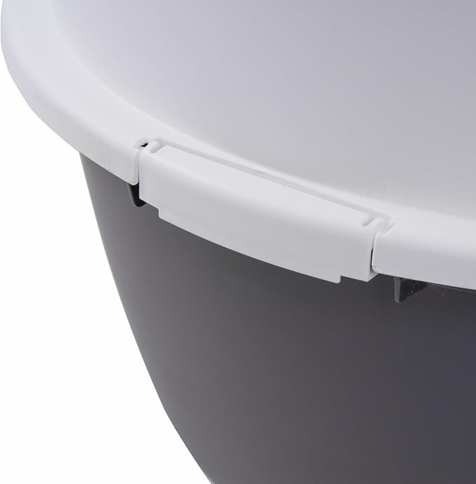 IRIS USA Extra Large Litter Box with Lid, Top Entry, Jumbo Enclosed Covered Litter Box for Large Cats, 19" L x 29" W x 15" H, Dog-Proof 4-Buckle Design, Reduced Tracking Lid, Gray/White