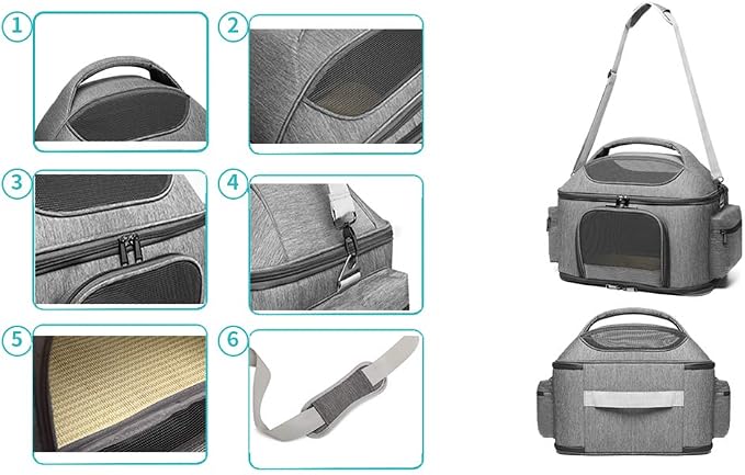 Pet Carrier for Large Fat Cats and Small Dog, Fits up to 20 pounds Car Seat Travel Carrier, Collapsible Indoor Outdoor Soft Side Carrier Bed House Airline Approved Under Seat
