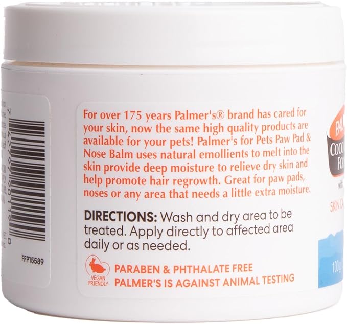 Palmer's for Pets Cocoa Butter Paw Pad and Nose Balm for Dogs, Fragrance Free Dog Skin Soother with Vitamin E for Dry Paws and Noses, Plant Based Formula, 3.5 Oz