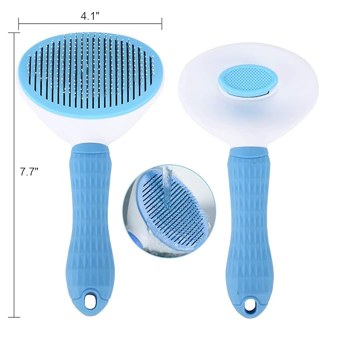 Self Cleaning Slicker Brush, Pet Grooming Shedding Brush for Dogs and Cats - Easy to Remove Loose Undercoat, Pet Massaging Tool Suitable for Pets with Long or Short Hair
