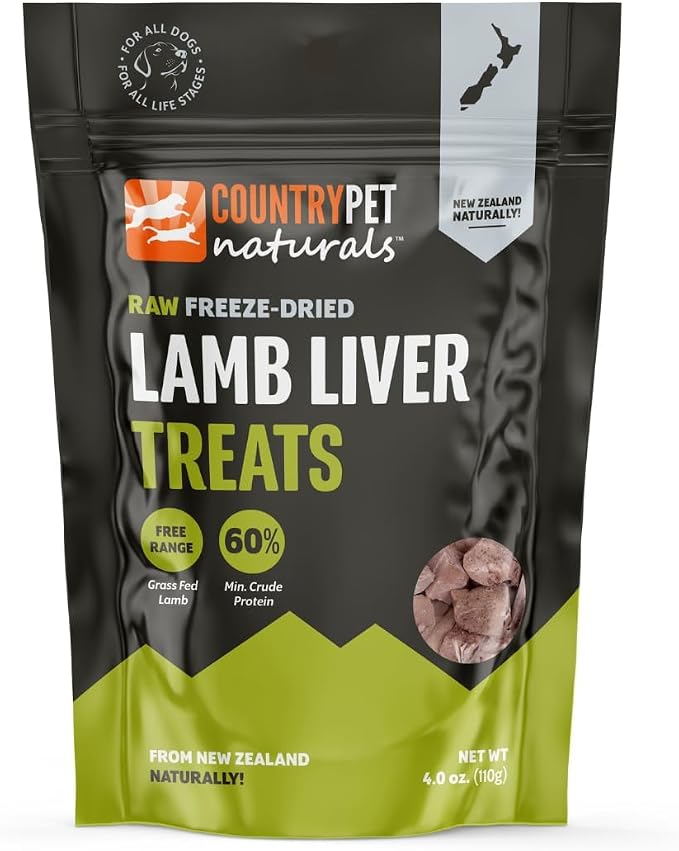 New Zealand Raw Freeze-Dried Lamb Liver 60% Protein Bites 100% Grass-Fed, Premium, Single Ingredient, Grain & Gluten Free Dog Treat & Topper. No Crumbling 3-Pack