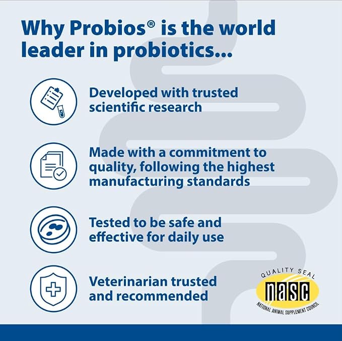 Probios for Dogs Soft Chews, Daily Probiotic Supplement for Gut Health, Digestion and Immune Support Medium and Large Breeds, Chicken Liver Flavor, 8.46oz 60 Chews