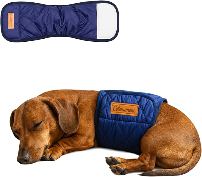 Washable Reusable Dog Diaper, Belly Bands for Male Dogs, Quilted Ultra-Absorbent Leak-Proof Wraps for Training & Incontinence(Dark Blue-XS)