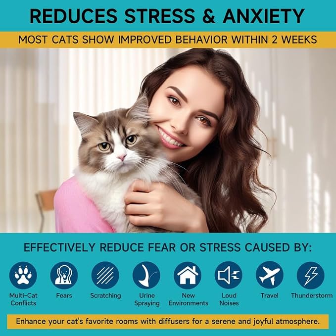 GPS Tracker for Dogs and Cats, No Monthly Fee & Cat Calming Diffuser 6-in-1 Includes Health Monitoring|E-Fence|Track Record|Location Sharing & Cat Pheromones Calming Diffuser for Anxiety Relief