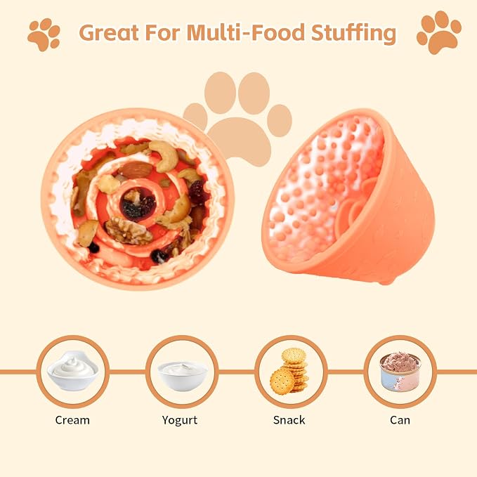 Dog Lick Bowl,Anxiety Relief Non-Slip Silicone Treat Bowl,Durable Anti-Choking Long-Lasting Enrichment Slow Feeder Licking Mat for Small Medium Large Breed,Freezable BPA Free Silicone Dishwasher Safe