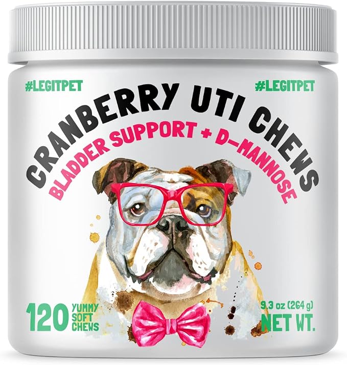 Omega 3 Alaskan Salmon Oil Treats for Dogs 30 Fish Oil Chews and Cranberry UTI Chews for Dogs Bladder Support + D-Mannose Supports Kidney Urinary Tract 120 Chews