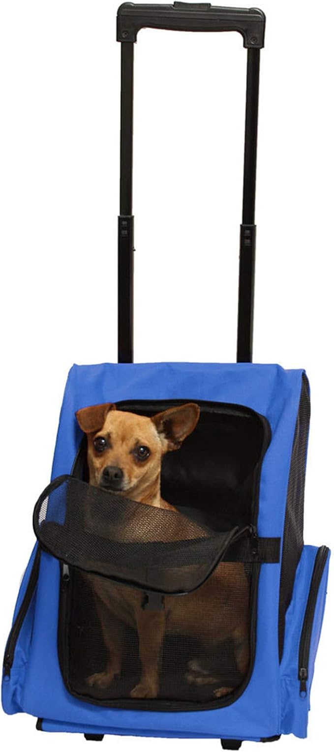 Pet Carrier Backpack with Removable Wheels, Pet Travel Rolling Backpack,Strong Breathable Mesh Panels, Airline Approved for Small Dogs and Cats for Hiking Carrying Walking Outdoor Bag