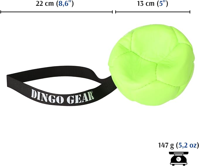 DINGO GEAR WWW.DINGOGEAR.COM 1977 Set Faux Leather Ball with Pump for Dog Training, as Reward for Fetch tug of war, for Strong Dog, Handmade, 5in Green Z30032