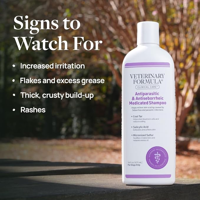 Veterinary Formula Clinical Care – Antiparasitic & Antiseborrheic Medicated Dog Shampoo – Supports Dry, Irritated Skin and Helps Soothe Occasional Itchy Spots – 16 oz - 2-Pack