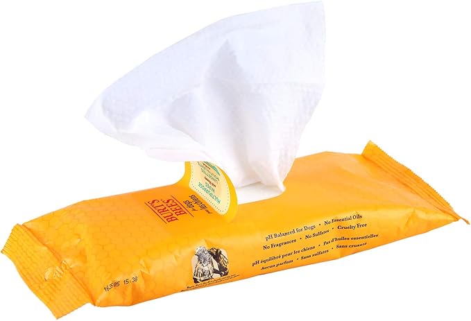 Burt's Bees for Pets Honey Multipurpose Dog Grooming Wipes, Gentle Hypoallergenic Spot Cleaning Sheets, pH Balanced Natural Origin Formula for Paws, Face and Butt, 50 Count - 3 Pack
