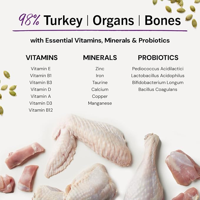 Stella & Chewy's Freeze-Dried Raw Cat Dinner Morsels - Premium Turkey Recipe with 98% Farm-Raised Meat & Organs - Natural Grain-Free Cat & Kitten Food - Made in USA - 8 oz