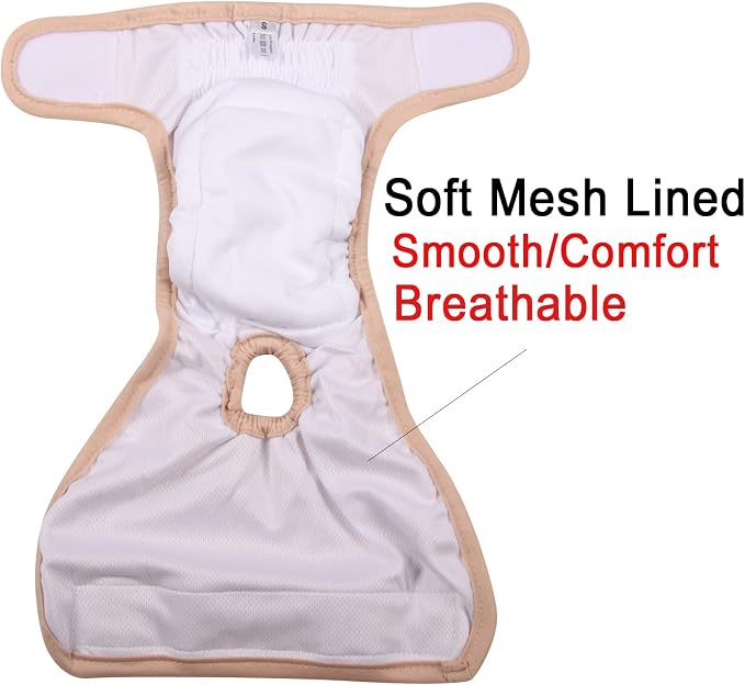 Vecomfy Reusable Female Dog Diapers for Medium Dogs,(4 Pack) Easy Absorbent Medium Doggie Diapers for Peeing,in Heat,Dog Period Panties,M