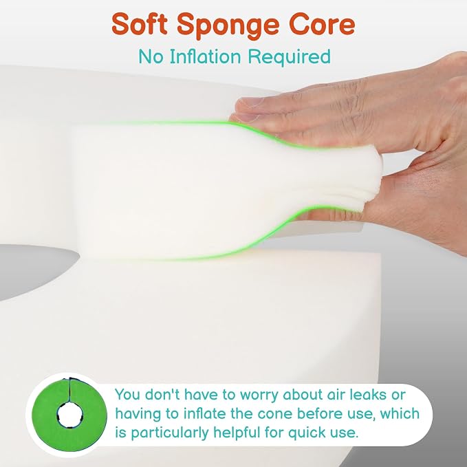 Sponge Dog Cone After Surgery, No Inflation Required Dog Donut Collar to Stop Licking, Inflatable Cone Alternatives for Large Pets, Soft Recovery Collar with Protective Shield (Green Blue, XL)