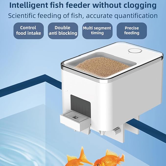Geevorks WiFi Fish Feeder Automatic Dispenser,Automatic Fish Feeder for Aquarium,Intelligent,Precise Food Distribution,with App Control Timer USB Powered,for Diameter Less Than 4mm Food