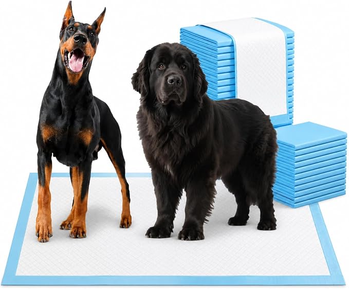 Bulubaky Heavy Absorbent Enormous 54"x37" Pee Pads for Large Dogs, Quick Dry Disposable Puppy Pee Pads, Thicken Strong Leak-Proof Backing Dog Pads 30Counts