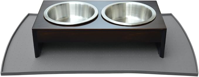PetFusion Large WATERPROOF Pet Food Mat (24x16). FDA Grade Silicone [superior hygiene, non-toxic, multiple sizes] For dogs or cats, Gray