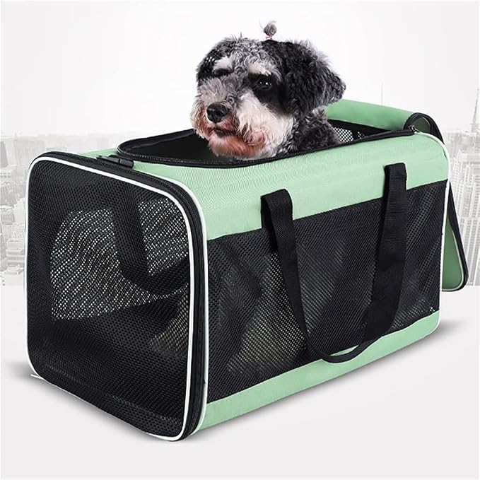 Pet Carrier Adjustable Pet Carrier Bag Breathable Dogs Cats Cage Crate Sterilization Portable Diagonal Pet Bag Car Seat Small Animals Travel Bag (Color : Green)