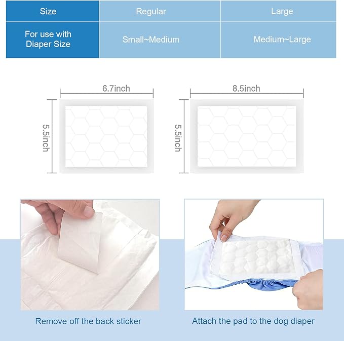 Dog Diaper Liners （Regular 200 Count） Absorbent and Super Soft Dog Diaper Booster Pads for Female Dog Diapers or Male Dog Belly Bands