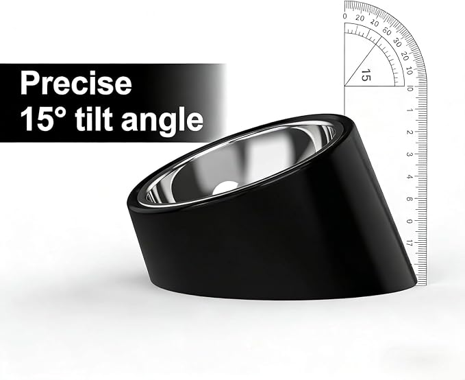 15° Tilted Dog Bowl for Medium Breeds – Non-Slip No-Spill Stainless Steel Pet Feeder, Detachable 2-in-1 Food & Water Dish for French Bulldog & Cats, Anti-Choke, Black (Size M, 350ml)