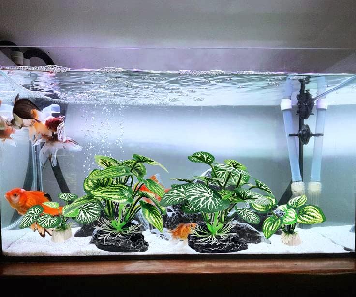 4PCS Aquarium Plants Betta Fish Tank Decorations Small Size Soft Faux Silk Aquarium for Hiding Fish Reptil