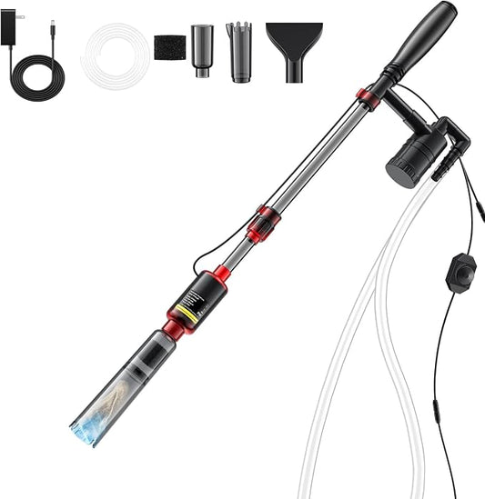 Mildhug Electric Aquarium Vacuum Gravel Cleaner, 530GPH/32W Fish Tank Vacuum Gravel Cleaner with Strong Suction for Automatic Water Change Algae Remover Sand Wash Water Circulationand Water Shower