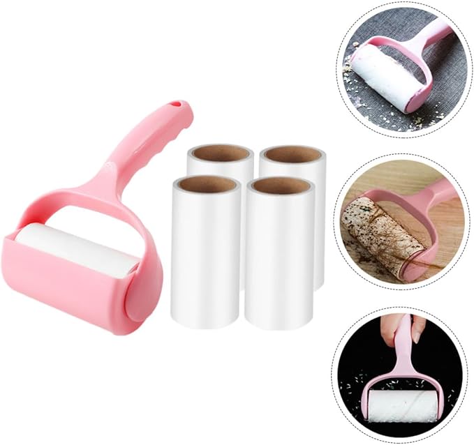 Gatuida 5sets Portable Pet Hair Roller and Lint Multi-Functional Cleaning Tool for Clothes Carpets and Furniture Includes Handle and Dust Cover for Household Use