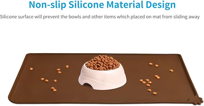 AUDWUD Silicone Waterproof Pet Feeding Mats,Anti Slip Bowl Pad,Dog Mat for Food and Water