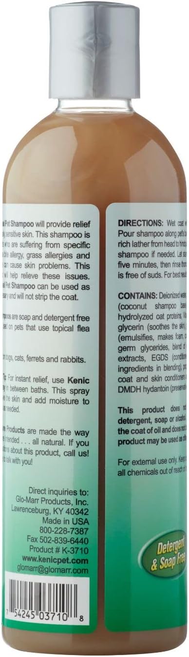 Kenic Oatmeal Anti-Itch Pet Shampoo with Almond Oil – Soothing, Conditioning & Deodorizing Relief for Dogs & Cats, Puppy-Safe, Made in USA