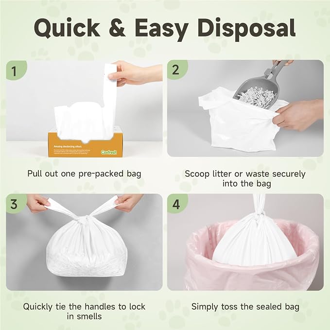Odor Sealing Dog Poop Bags with Handles – 100 Count – Large Capacity | Heavy Duty Thick Pet Waste Bags - Leak Proof, Odor - Blocking (White)