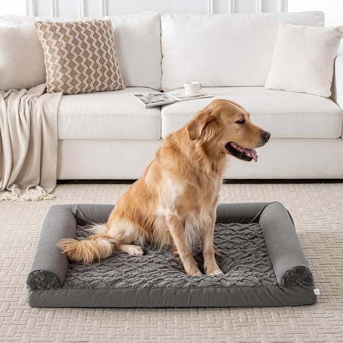 Dog Bed, U-Shaped Couch-Style Pet Bed with Waterproof Cover, Removable Washable Cover, for All Dog and Cat Breeds (Dark Gray, 48" x 35" x 6.5")