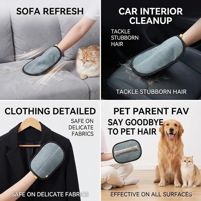 [Brand Name] Pet Hair Remover Glove, Reusable Static Lint Brush for Furniture, Couch & Carpet, Double-Sided Fur Removal Tool for Dog & Cat Hair (10,Black 24 * 18CM)