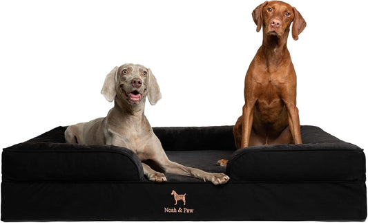 NOAH & PAW Giant Dog Bed XXL, 55x45x11 Inch, Orthopedic Dog Beds, Eggshell Memory Foam Infused with Cooling Gel, Inner Cover, Water Resistant, Machine Washable (Denim Sofa Collection)