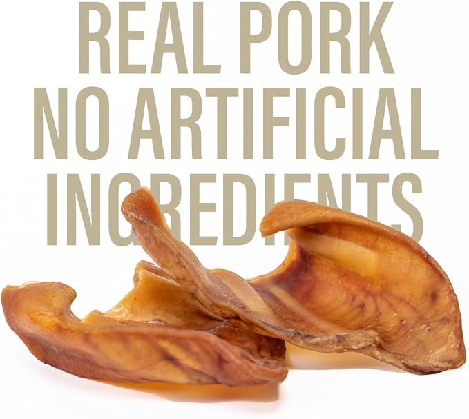 Chewer´S Joy - Treats - Pig Ears for Dogs – 12 Count – Natural Chew Treats – Long-Lasting, Single Ingredient, Oven-Baked – Great for Dental Health and Stress Relief