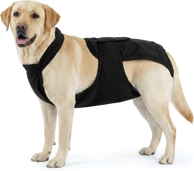 IDOMIK Reusable Female Dog Diapers, Washable Dog Period Diapers with Adjustable Suspenders, Leakproof Escape-Proof Sanitary Panties for Dogs in Heat Cycle, Incontinence, or Senior Dogs,Black,2XL