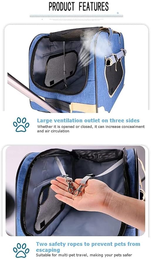 OLOTU Pet Backpack Two Sided Expandable Rolling Carrier, Pet Trolley Case with Two-Degree Adjustment Lever, Extra Spacious Cat Carrier Spacious