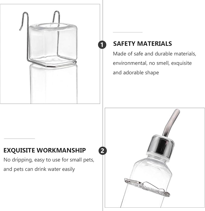 Mipcase 2pcs Pet Water Fountain Plastic Hanging Dispenser for Guinea Pigs and Animals Leakproof Easy to Install Convenient Pet Supply