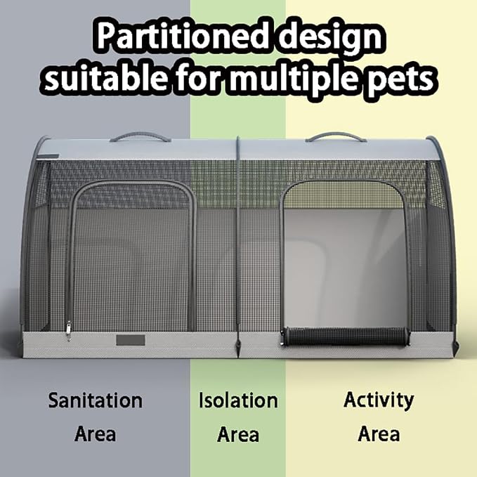 Double Cat Car Travel Carrier, 600D Oxford Foldable Portable Car Seat Kennel, Portable Pet Crate for 2 Cats and 2 Dog, Prevents Hair from Flying Around for Outdoor Camping (Grey, 39.4*19.7*19.7in)