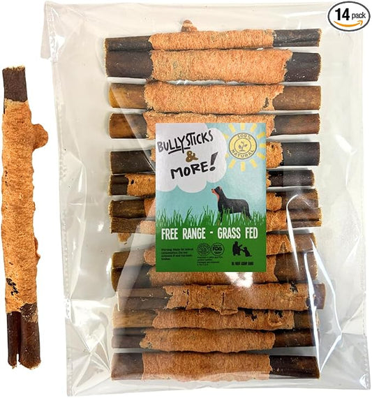 BULLYSTICKS & MORE 6 Inch Chicken Wrapped Collagen Stick - 14 Count - Bones for Dogs - No Hide Sticks Beef Cheek Rolls
