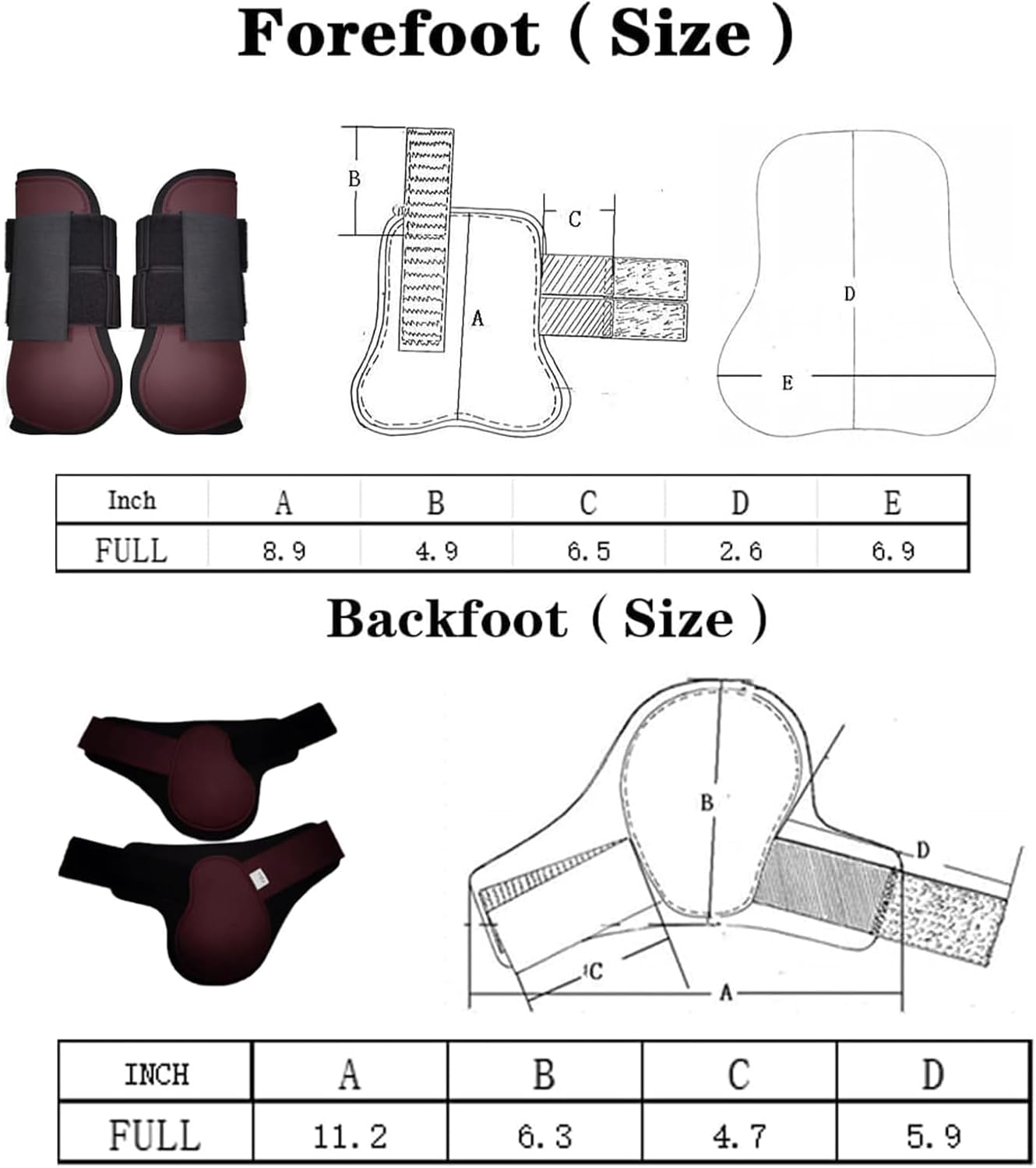 Horse Tendon Boots Set of 4 Open Front & Fetlock Boot for Horses Professional Sport Protection Impact-Absorbing Equine Leg Support for Jumping, Riding, Training (Wine Red, Full)